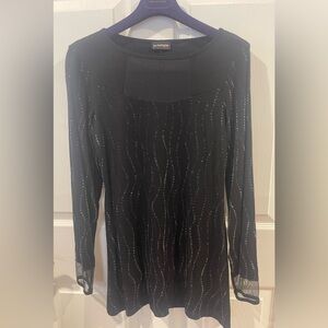 Luc Fontaine Black Long Sleeve mini dress with sequins print sz4